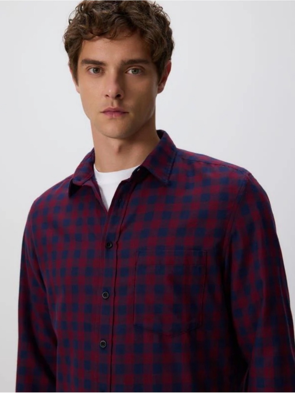 GAP Men's Burgundy & Navy Plaid Shirt Jacket